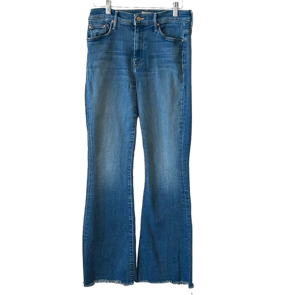 MOTHER Medium Blue High-Rise Flare Jeans